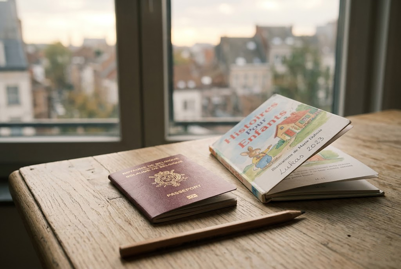 Passeport belge et livre pour enfant, nationalité belge d’un enfant né à l’étranger, avocat Bruxelles.